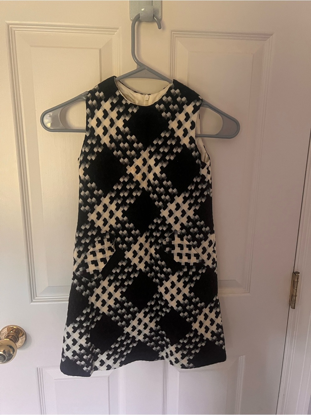 Helena Black and White Geometric Shift Dress